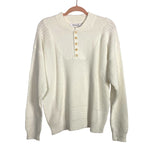 Anrabess White Ribbed Knit Button Front Sweater NWT- Size S