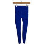 Lululemon Blue with Side Pockets Raw Hem Exposed Seams Leggings - Size 2 (Inseam 24.5”)