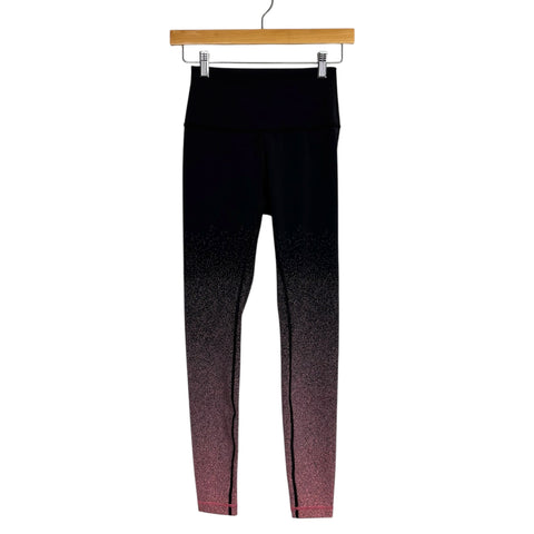 Lululemon Black/Pink Speckle Ombre Leggings - Size 4 (Inseam 26")