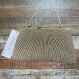Azazie Gold Glitter Pleated Engraved Britt Handbag NWT
