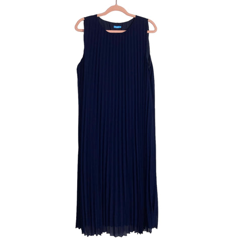 J. McLaughlin Navy Pleated Lined Dress- Size XL