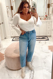 Scoop White Ribbed with Slit Sleeves Bodysuit- Size XL (sold out online)