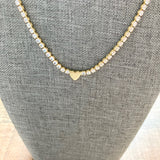 The Kenny Rhinestone Heart Charm Necklace (New)