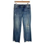 Kut from the Kloth Kelsey Fab Ab Ankle Flare Distressed Raw Hem Jeans- Size 6 (Inseam 26")