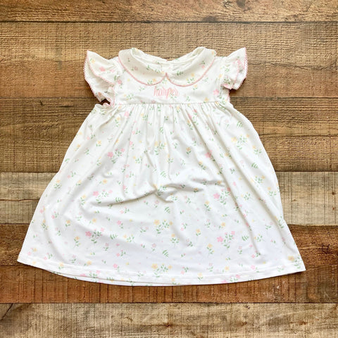 Cecil and Lou White with Pink/Yellow/Purple Floral Print Harper Collared Dress- Size 3T