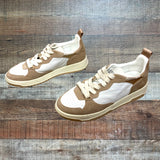 Steve Madden White/Brown Leather Sneakers- Size 7.5 (Great Condition)
