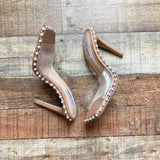 Steve Madden Clear Strap Heeled Studded Sandals- Size 7.5 (sold out online)