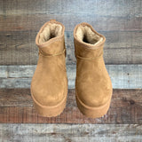Glaze Camel Fur Lined Platform Booties- Size 8