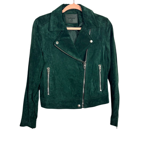 BLANKNYC Green Suede Leather Moto Jacket - Size S