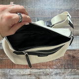 Varley Cream and Black Canvas Anita Belt Bag