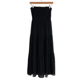 Grace Karin Black Smocked Bodice Strapless Front Tie Dress NWT- Size S