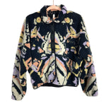 Free People Movement Black/Pink Printed Snap Closure Fleece Jacket- Size S