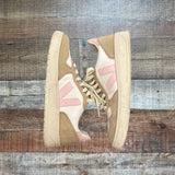 Veja White, Beige, and Pink Leather Suede Sneakers- Size 6