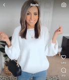 No Brand White Textured Knit Sweater- Size S