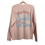 Living Fully Co. By Mallory Ervin Pink Seashell Crewneck Sweatshirt - Size S
