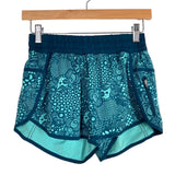 Lululemon Jewel Green/Turquoise Pattern Running Shorts- Size 6