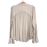Free People Cream Polka Dot Button Front Neck Tie Blouse- Size S