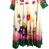 No Brand Cream Printed Collared Button Up Dress- Size L