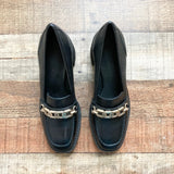 Sanctuary Black Gold Chain Leather Loafers- Size 7.5 (see notes)
