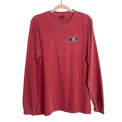 Comfort Colors Berry Red The Standard Knoxville Long Sleeve Tee- Size L (see notes)