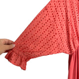 Ninexis Coral Eyelet Deep V with Back Tie Dress- Size XL