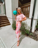 Offline by Aerie Pink/Peach/Caramel Tie Dye Crossover Waist 7/8 Real Me High Rise Leggings- Size S (Inseam 25”, sold out online)