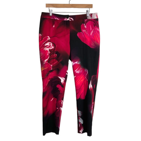 Persona by Marina Rinaldi Black/Red/White/Fuchsia Floral Print Pants NWT- Size 8 (Inseam 28”)