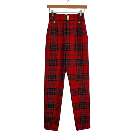 Holland Cooper Red Green and Black Plaid Wool Pants- Size 8