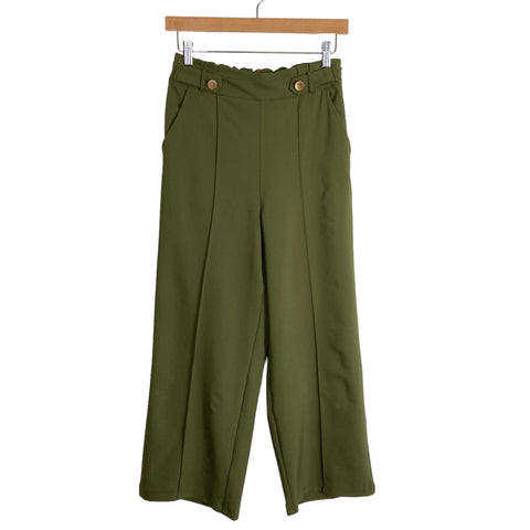 Grace Karin Green Pull On Front Seam Cropped Pants NWT- Size S (sold out online, Inseam 23")