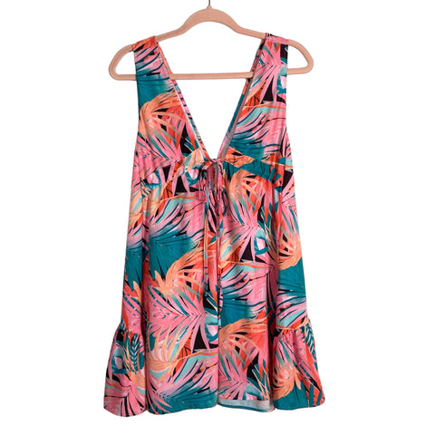 Cupshe Palm Print Tie Front and Back Swing Dress- Size S (sold out online)