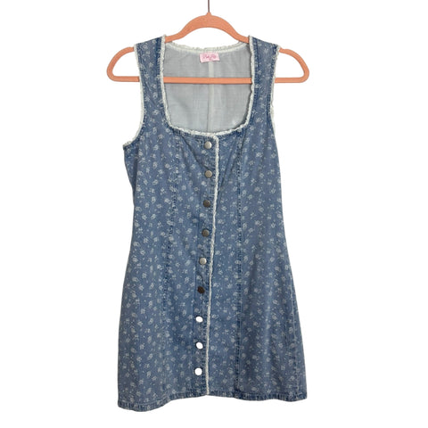 Pink Lily Demin/Floral Print Mini Dress - Size S (sold out online)