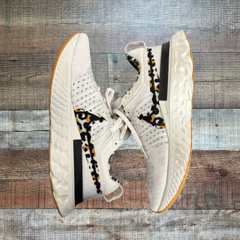 Nike React Infinity Flyknit White/Animal Print Sneakers - Size 8