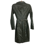 White House Black Market Green Faux Leather Belted Dress- Size 0