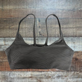 Vuori Black/White Striped Yosemite Sports Bra - Size S