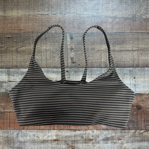 Vuori Black/White Striped Yosemite Sports Bra - Size S