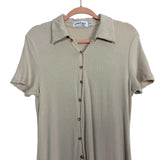 Petal + Pup Cream Ribbed Sweater Button Front Dress- Size 12