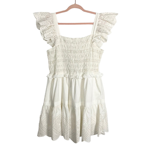 Sea New York White Eyelet Flutter Sleeve Smocked Dress NWT- Size XL (sold out online)