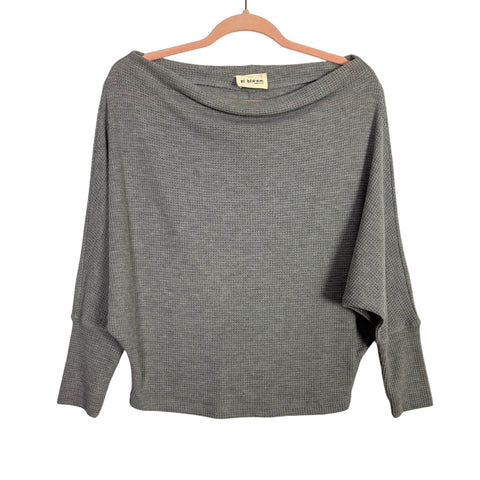 El Bloom Grey Waffle Knit Boat Neck Top- Size S