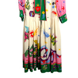 No Brand Cream Printed Collared Button Up Dress- Size L