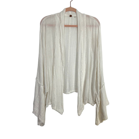 Free People One White Gauze Wide Sleeve Open Front Kimono- Size M/L