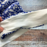 ELE SWIMS Blue and White Printed Back Tie Swim Top- Size S (see notes)