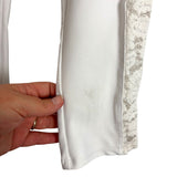 Onzie Flow White with Crochet Side Panels Crop Leggings- Size XS (see notes, we have matching sports bra, Inseam 20”)