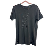 Lulusimonstudio Grey Lightning Bolt Distressed Tee- Size S