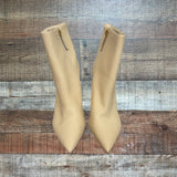 Schutz Mikki Cream Leather Side Zipper Stiletto Heel Booties- Size 8.5 (see notes)