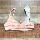 Tularosa Peach Ribbed with Ivory Ruffle Julieta Bikini Top- Size M (see notes, sold out online, we have matching bottoms)