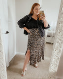 Hayden Animal Print with Double Side Splits Skirt- Size 1XL
