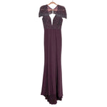 Rachel Allen Burgundy Beaded Gown - Size ~4 (Sold out online, See Notes)