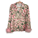Icy City Co Bianca Satin Feather Trim Pajama Set NWT - Size XL (Sold Out Online)