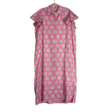 Holly Shae Design Pink Leaf Print Ruffle Sleeve Split Hem Dress- Plus Size (fits like 18)