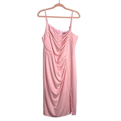 Grace Karin Light Pink Asymmetrical Pleated Bodice with Side Gather and Side Slit Dress NWT- Size XL